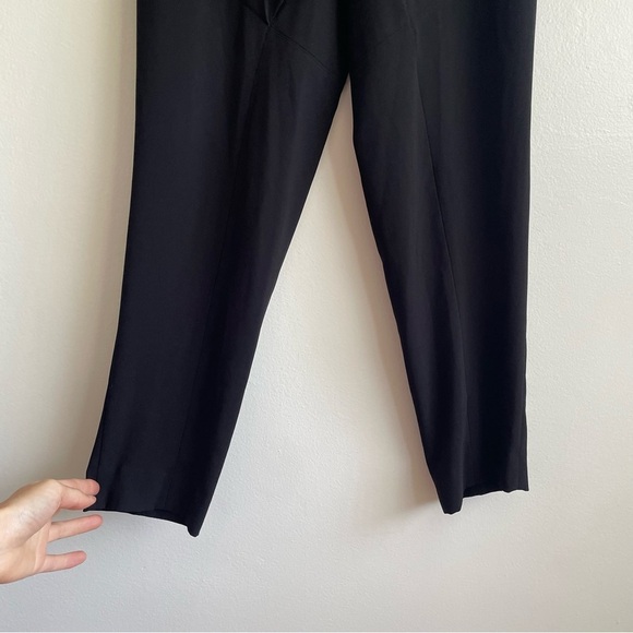 St. John crepe tie wrap bow crepe pants pull on black size 2 office luxury solid - Picture 5 of 13